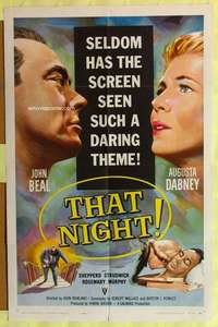 b877 THAT NIGHT one-sheet movie poster '57 Augusta Dabney, sex troubles!