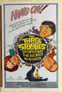b885 THREE STOOGES GO AROUND THE WORLD IN A DAZE one-sheet movie poster '63