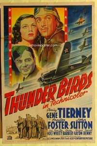 b886 THUNDER BIRDS one-sheet movie poster '42 Gene Tierney stone litho!