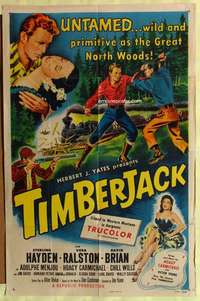 b890 TIMBERJACK one-sheet movie poster '55 Sterling Hayden, Vera Ralston