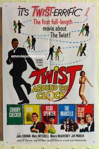 b906 TWIST AROUND THE CLOCK one-sheet movie poster '62 Chubby Checker