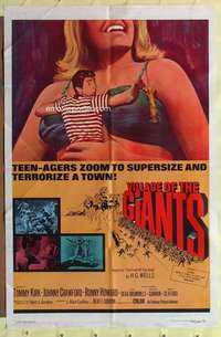 b929 VILLAGE OF THE GIANTS one-sheet movie poster '65 sexy sci-fi image!