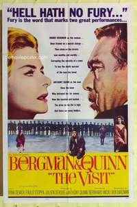 b930 VISIT one-sheet movie poster '64 Ingrid Bergman, Anthony Quinn