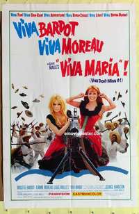 b934 VIVA MARIA one-sheet movie poster '66 Brigitte Bardot, Jeanne Moreau