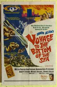 b937 VOYAGE TO THE BOTTOM OF THE SEA one-sheet movie poster '61 Pidgeon