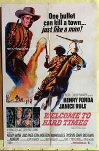 b945 WELCOME TO HARD TIMES one-sheet movie poster '67 Henry Fonda western!