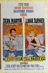 b959 WHO'S GOT THE ACTION one-sheet movie poster '62 Martin, Lana Turner