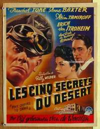 c090 FIVE GRAVES TO CAIRO Belgian movie poster '43 Billy Wilder