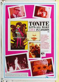 c034 TONITE LET'S ALL MAKE LOVE IN LONDON 20x28 commercial poster '90s Caine, London, psychedelic!