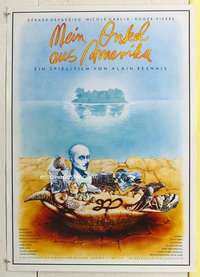 c579 MY AMERICAN UNCLE German movie poster '80 Alais Resnais, French!