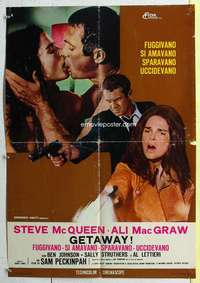 c197 GETAWAY large Italian photobusta movie poster '72 McQueen, McGraw