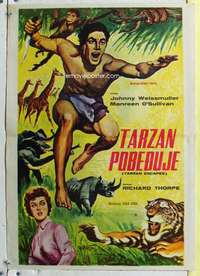 c112 TARZAN ESCAPES Yugoslavian movie poster '60s Johnny Weissmuller