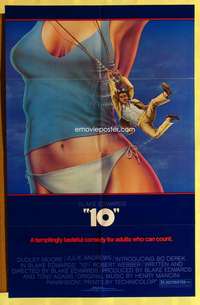 d045 '10' no border style one-sheet movie poster '79 Dudley Moore, great cartoon image!
