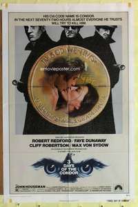 d052 3 DAYS OF THE CONDOR one-sheet movie poster '75 Redford, Dunaway