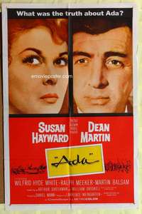 d065 ADA one-sheet movie poster '61 Susan Hawyard & Dean Martin portraits!
