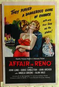 d066 AFFAIR IN RENO one-sheet movie poster '57 three-way triangle!
