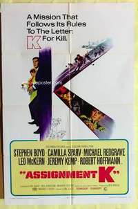 d089 ASSIGNMENT K one-sheet movie poster '68 Stephen Boyd, Redgrave