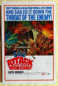 d091 ATTACK ON THE IRON COAST one-sheet movie poster '68 Lloyd Bridges