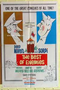 d103 BEST OF ENEMIES one-sheet movie poster '62 David Niven, World War II