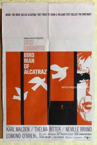 d112 BIRDMAN OF ALCATRAZ one-sheet movie poster '62 Burt Lancaster in prison!