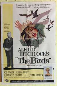 d113 BIRDS one-sheet movie poster '63 Alfred Hitchcock, Tippi Hedren