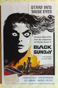 d116 BLACK SUNDAY one-sheet movie poster '61 Mario Bava, AIP demons!