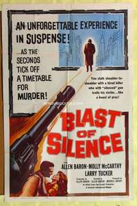 d119 BLAST OF SILENCE one-sheet movie poster '61 hired killer stalks prey!
