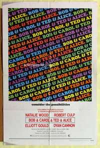d129 BOB & CAROL & TED & ALICE one-sheet movie poster '69 Wood, Gould