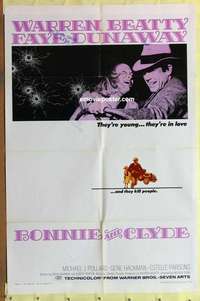 d136 BONNIE & CLYDE one-sheet movie poster '67 Warren Beatty, Faye Dunaway