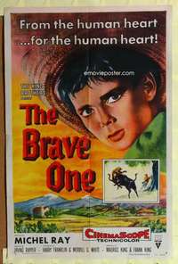 d141 BRAVE ONE one-sheet movie poster '56 Irving Rapper western!