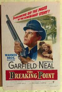 d143 BREAKING POINT one-sheet movie poster '50 John Garfield, Hemingway
