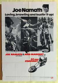d005 CC & COMPANY int'l one-sheet movie poster '70 Joe Namath, biker gang!