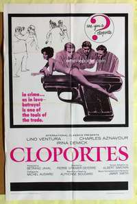 d173 CLOPORTES one-sheet movie poster '66 sexy half-clad girl on gun!