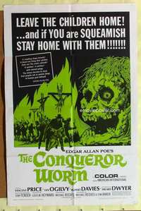 d182 CONQUEROR WORM one-sheet movie poster '68 Edgar Allan Poe, Price