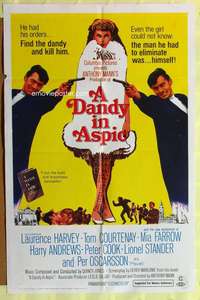 d195 DANDY IN ASPIC one-sheet movie poster '68 Laurence Harvey, spies!