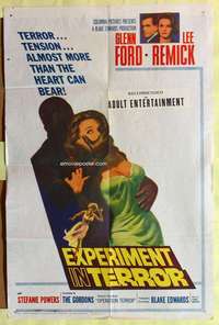 d252 EXPERIMENT IN TERROR one-sheet movie poster '62 Glenn Ford, Remick