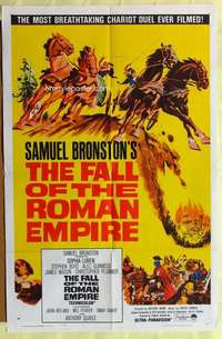 d254 FALL OF THE ROMAN EMPIRE one-sheet movie poster '64 chariot duel image!