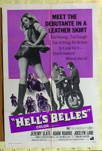 d020 HELL'S BELLES one-sheet movie poster '69 sexy AIP biker ladies!