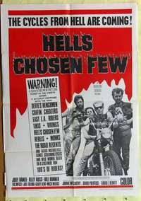 d021 HELL'S CHOSEN FEW one-sheet movie poster '68 motorcycles from Hell!