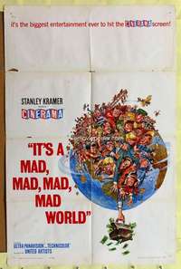 d358 IT'S A MAD, MAD, MAD, MAD WORLD one-sheet movie poster '64 Cinerama!