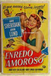 d371 JUST ACROSS THE STREET Spanish/U.S. one-sheet movie poster '52 sexy Ann Sheridan!