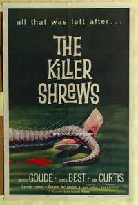 d375 KILLER SHREWS one-sheet movie poster '59 classic horror image!