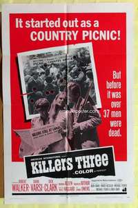 d376 KILLERS THREE one-sheet movie poster '68 AIP, country picnic gone bad!