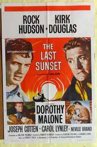 d390 LAST SUNSET one-sheet movie poster '61 Rock Hudson, Kirk Douglas