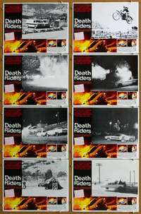 d008 DEATH RIDERS 8 movie lobby cards '76 wild stunt car racing!