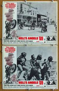 d019 HELL'S ANGELS '69 2 movie lobby cards '69 Las Vegas bikers!