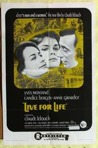 d404 LIVE FOR LIFE one-sheet movie poster '68 Yves Montand, Candice Bergen