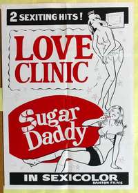 d410 LOVE CLINIC/SUGAR DADDY one-sheet movie poster '70 2 sexiting hits!