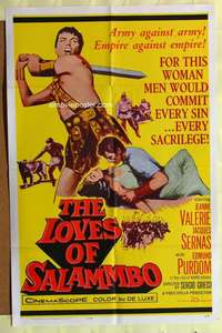d415 LOVES OF SALAMMBO one-sheet movie poster '62 Purdom as Narr Havas!