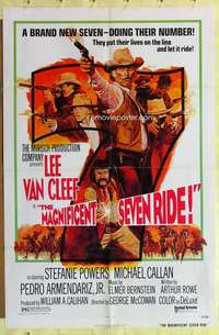 d432 MAGNIFICENT SEVEN RIDE one-sheet movie poster '72 Lee Van Cleef